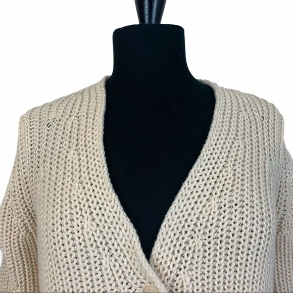 360 Sweater Cardigan XS Beige Button Front V Neck - Picture 2 of 11